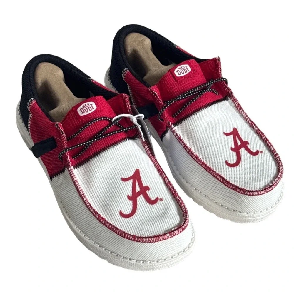 NWT Hey Dude Wally Tri Alabama Crimson Tide Shoes Mens 7 Womens 9 Crimson White